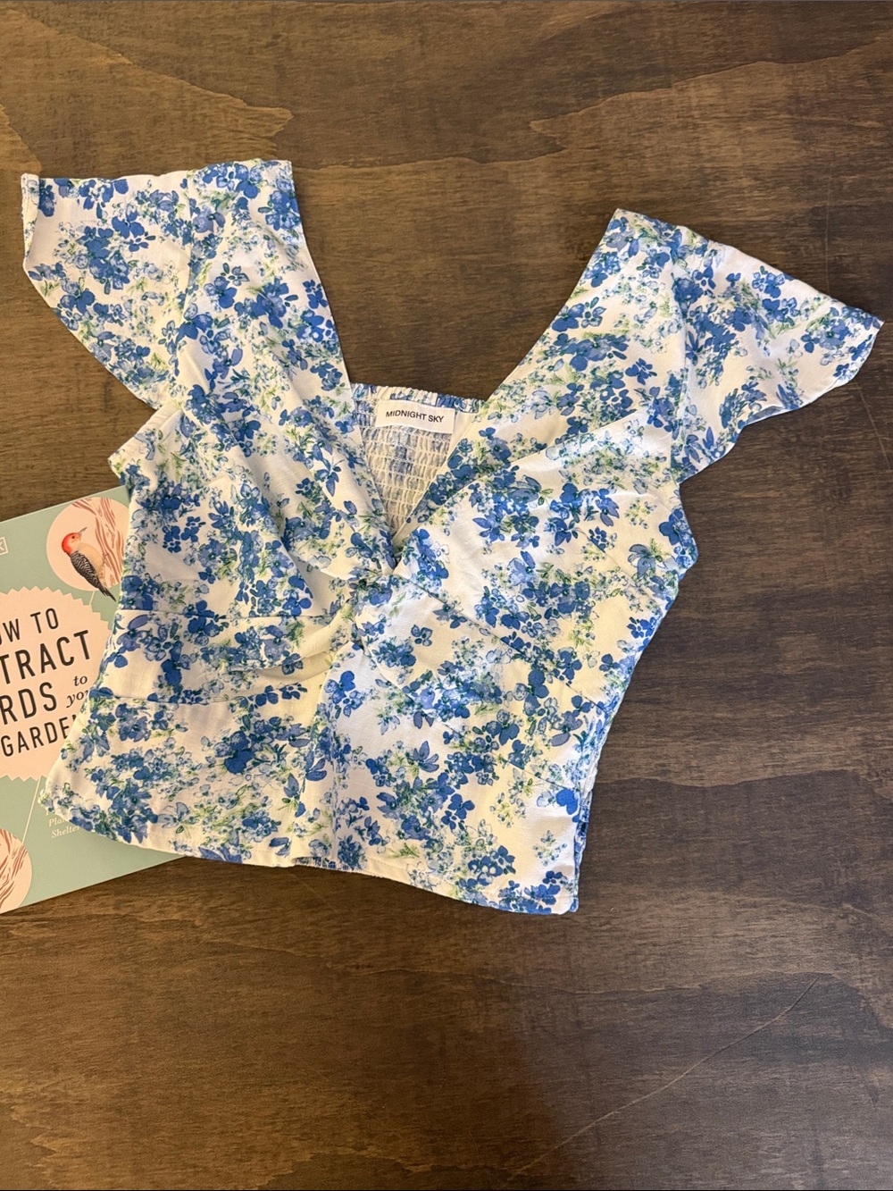 Midnight Sky Blue Floral Wrap Crop Top
